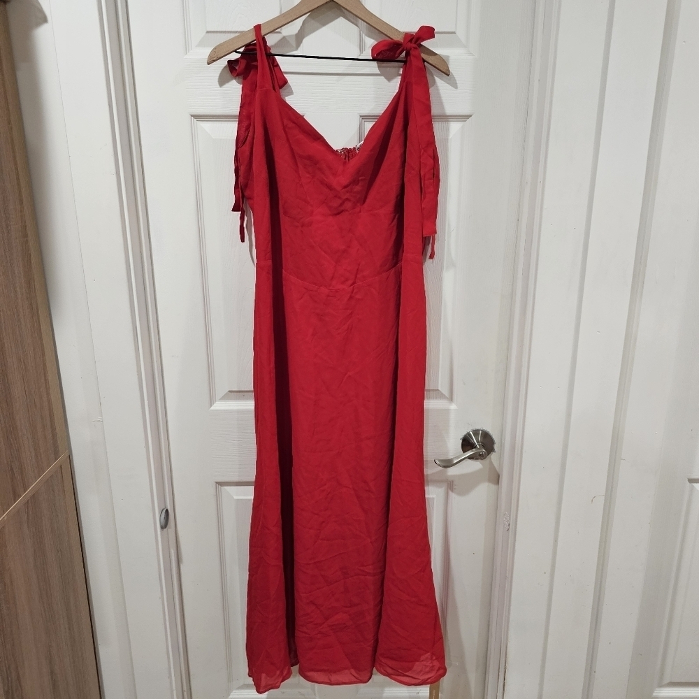 Reformation Twilight Dress Cherry Red - Picture 2 of 8